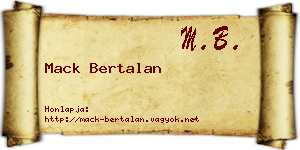 Mack Bertalan névjegykártya